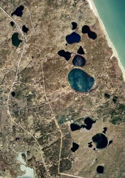Satellite image of kettle ponds on Cape Cod