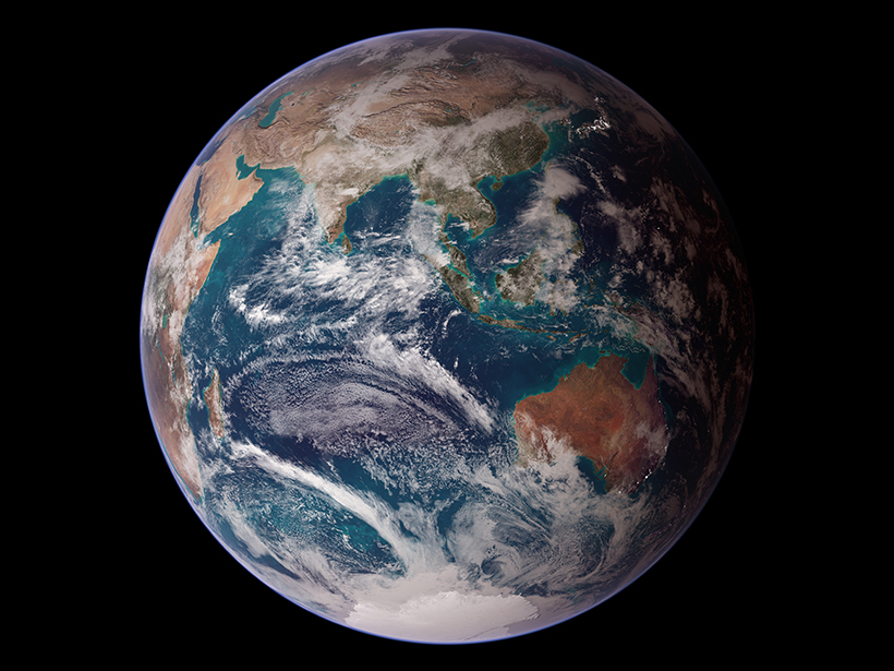 Imagen satelital del hemisferio este de la Tierra.