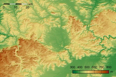 Topographic map of Nördlinger Ries crater in Germany Topographic map of Nördlinger Ries crater in Germany