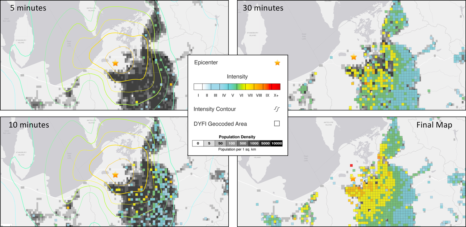 Figure showing earthquake shaking intensity data for the 2020 magnitude 5.7 Magna, Utah, earthquake near Salt Lake City Figure showing earthquake shaking intensity data for the 2020 magnitude 5.7 Magna, Utah, earthquake near Salt Lake City