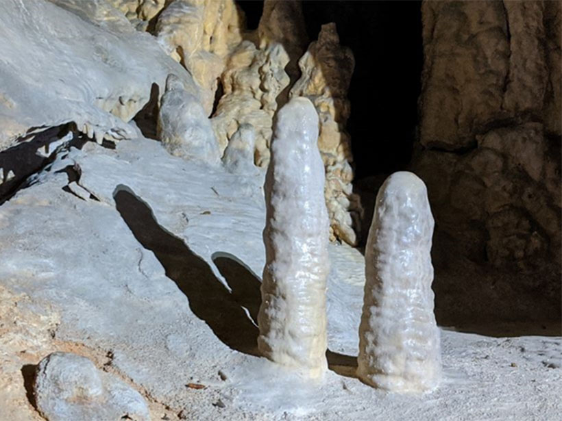Two small stalagmites in Yonderup Cave
