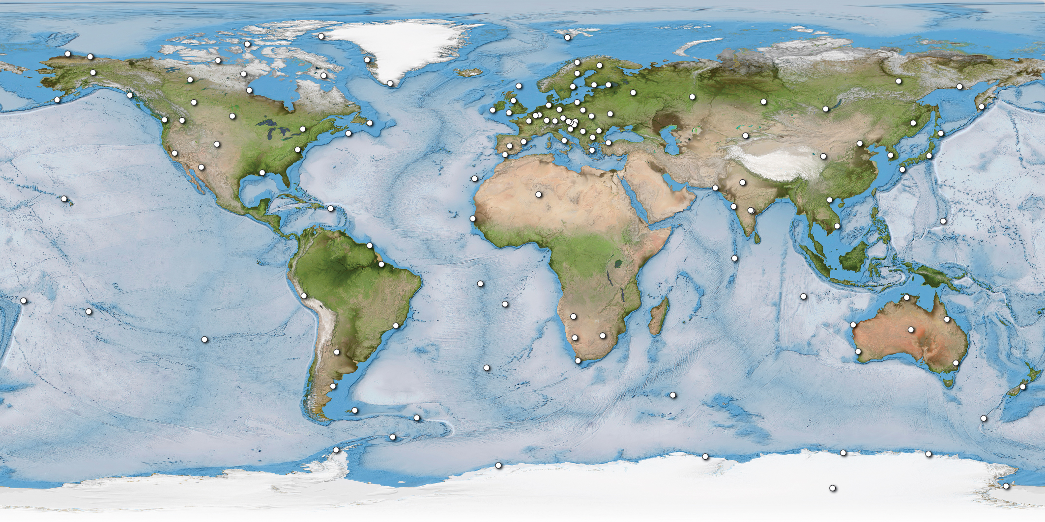 Map of INTERMAGNET magnetic observatories in 2019