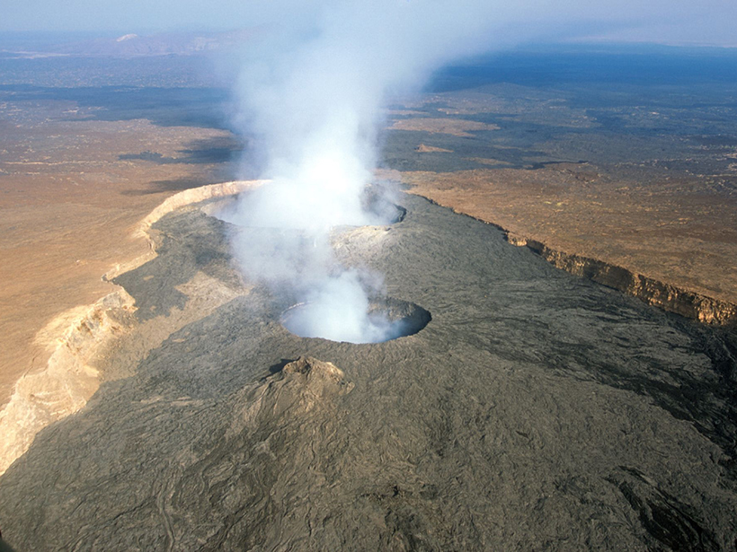 Aerial view Erta Ale volcano in Ethiopia