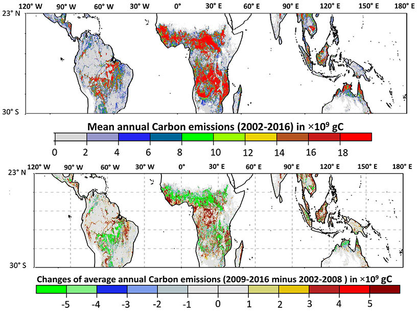 A multi-panel figure of biomass maps