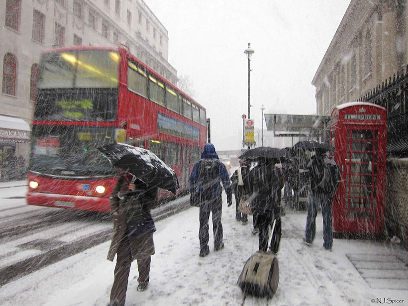 Snow in central London
