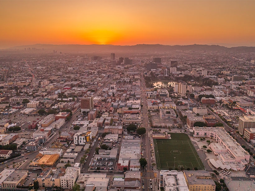 A photograph of downtown Los Angeles.