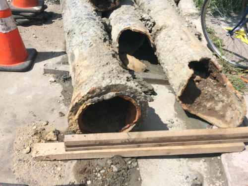 Photo of a crumbling cast iron pipe used to transport natural gas Photo of a crumbling cast iron pipe used to transport natural gas