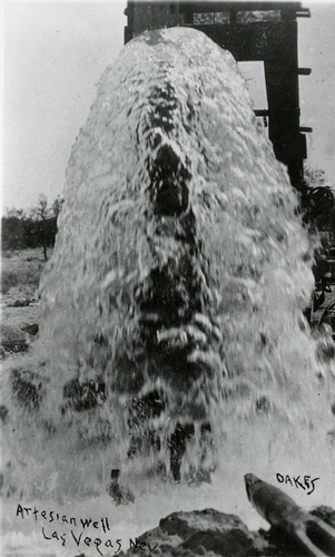Black-and-white photo of a flowing artesian well Black-and-white photo of a flowing artesian well
