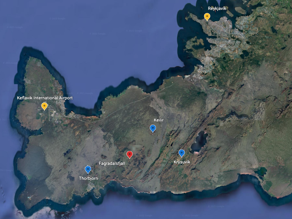 Map of Reykjanes Peninsula in Iceland Map of Reykjanes Peninsula in Iceland