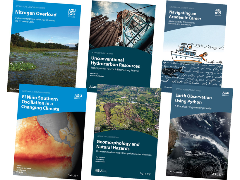 A selection of book covers from AGU's three active series