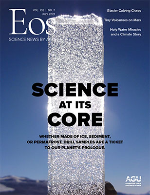 Cover of the July 2021 issue of Eos