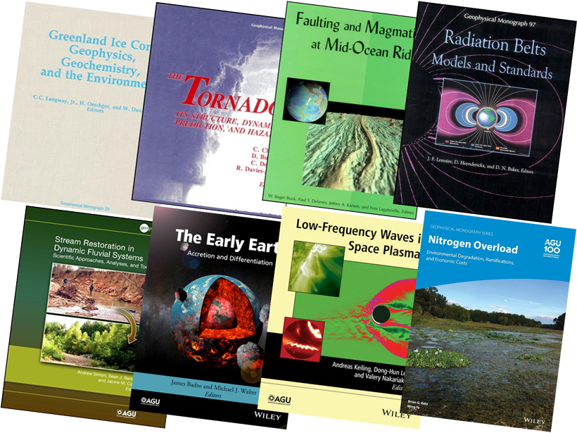 A selection of book covers from the Geophysical Monograph Series, 1956–2020.