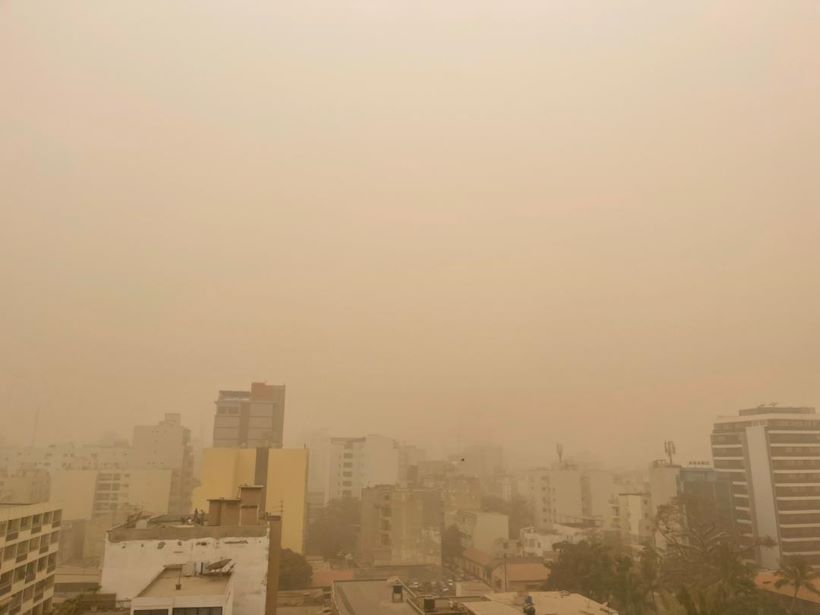 Sky full of dust over Dakar, capital city of Senegal.