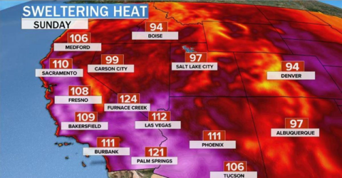 Image of the Pacific Northwest’s heat forecast on 25 June 2021 Image of the Pacific Northwest’s heat forecast on 25 June 2021