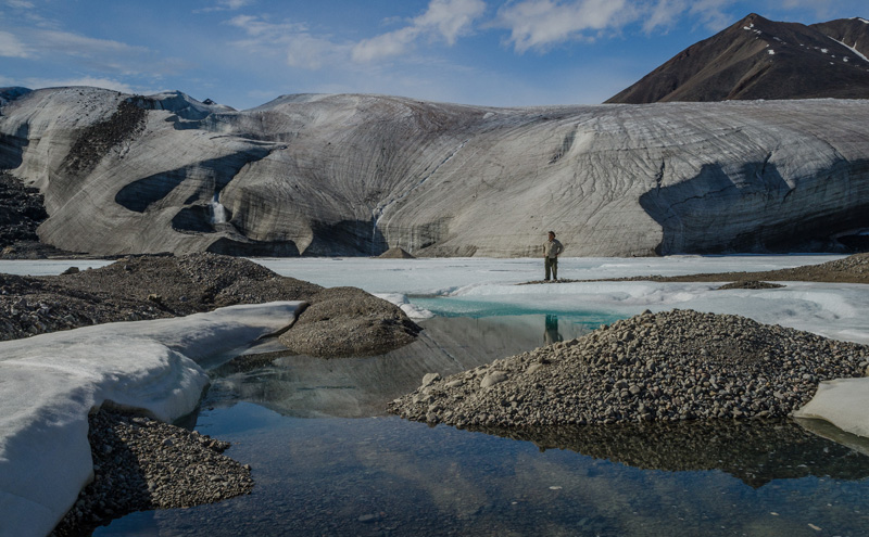 Photograph of the terminus of Fountain Glacier on Bylot Island in the Canadian Arctic