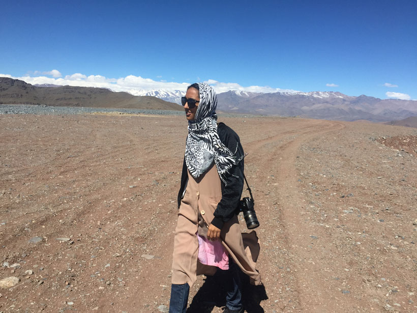 Munazza Alam walks through the Atacama Desert near Las Campanas Observatory in Chile.