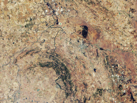 Satellite image of the Vredefort impact structure in South Africa Satellite image of the Vredefort impact structure in South Africa