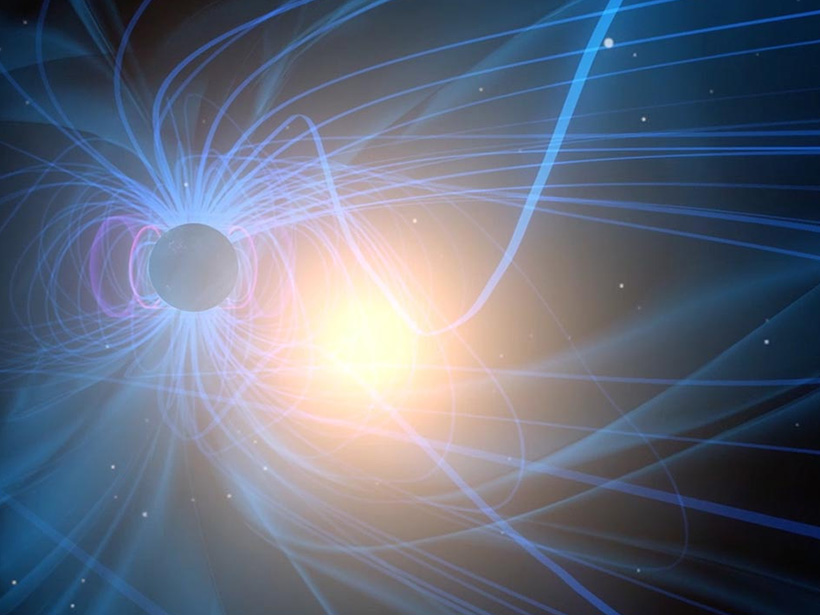 Artist rendering of magnetic reconnection taking place in the Earth's magnetosphere