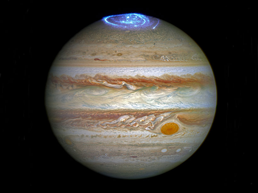 The location of Jupiter’s northern aurorae, as seen by the Hubble Space Telescope