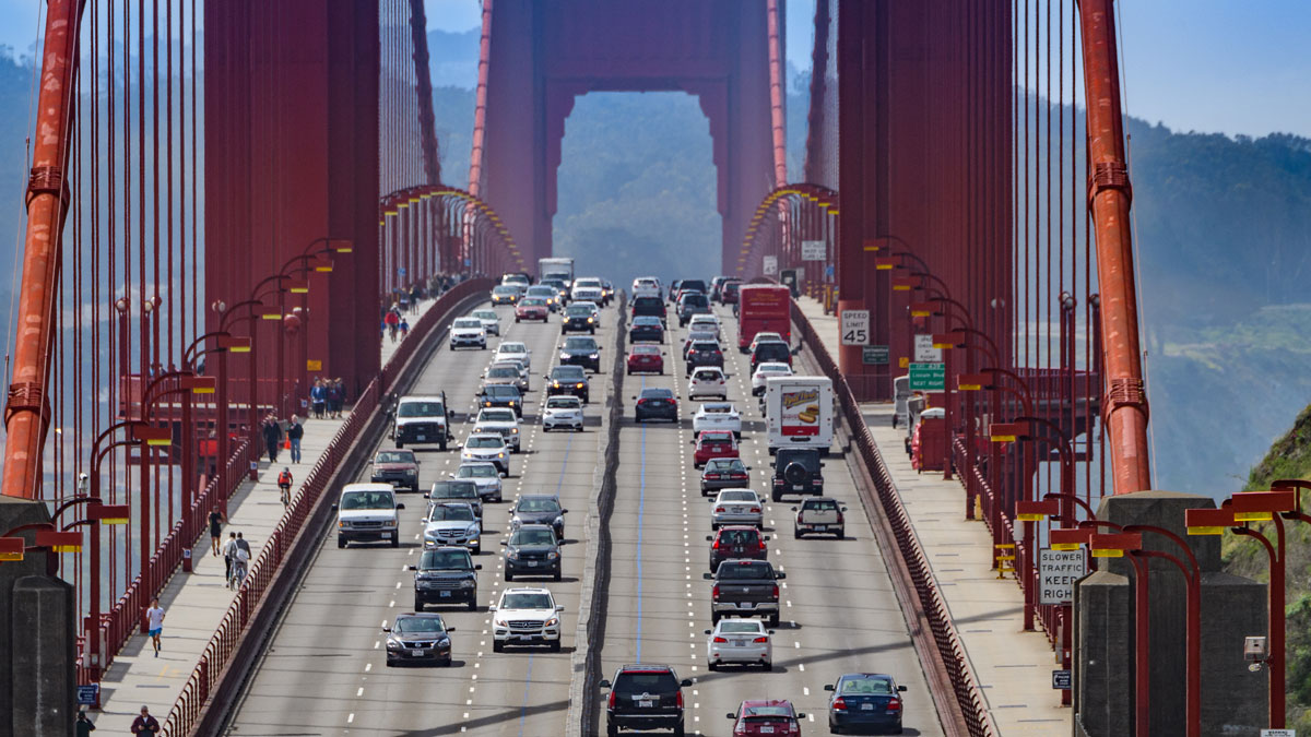 Cars on the Golden Gate Bridge