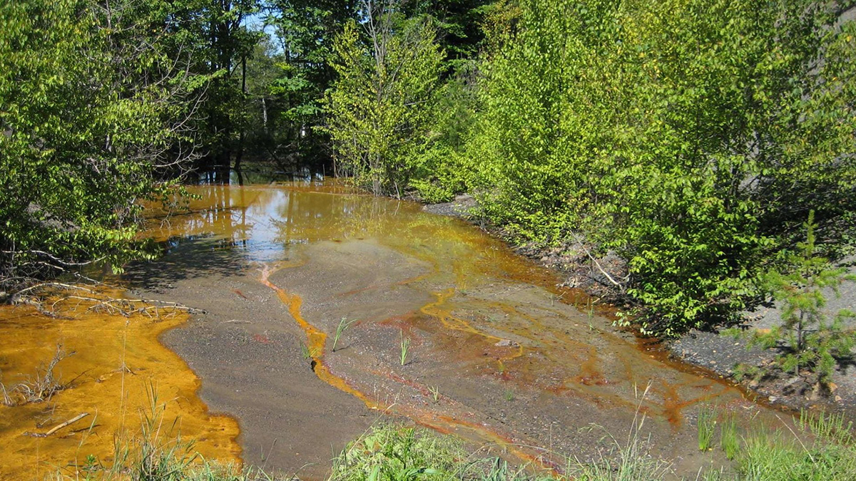 Photograph of brown-orange river water