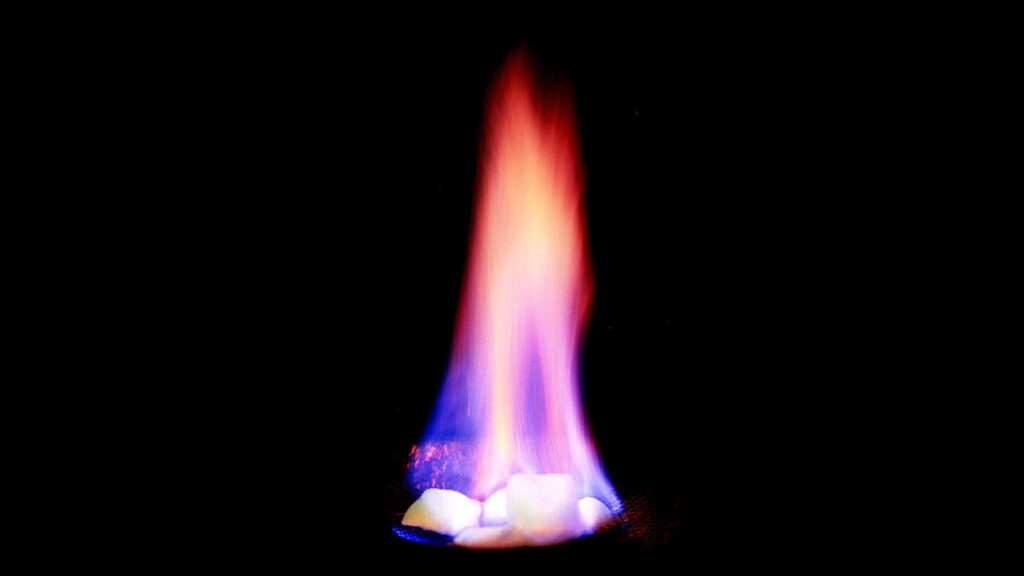 Image of gas hydrate cubes burning