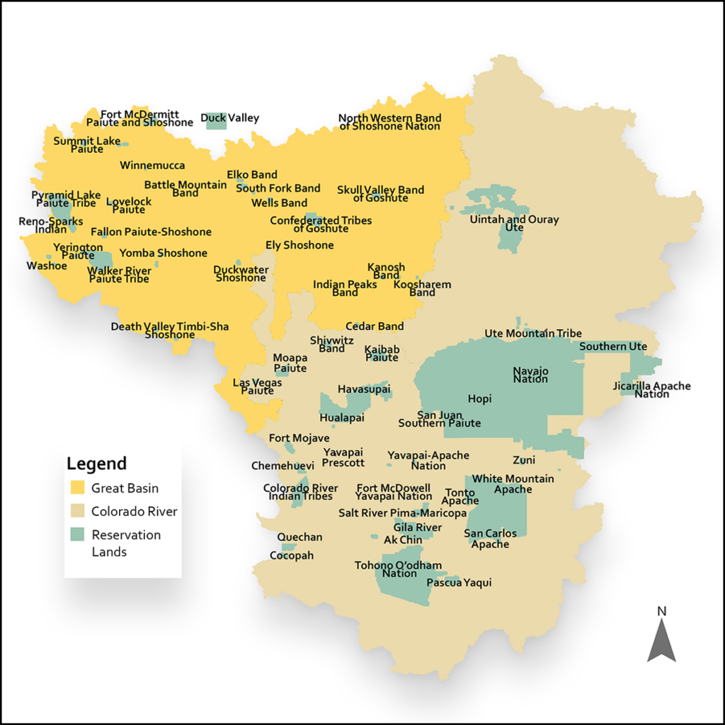 A graphic of tribal/reservation lands in the study area.
