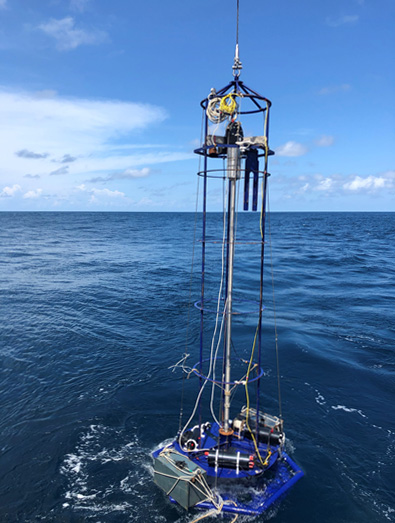 Picture of a large metal device used for measuring overpressure of the seafloor