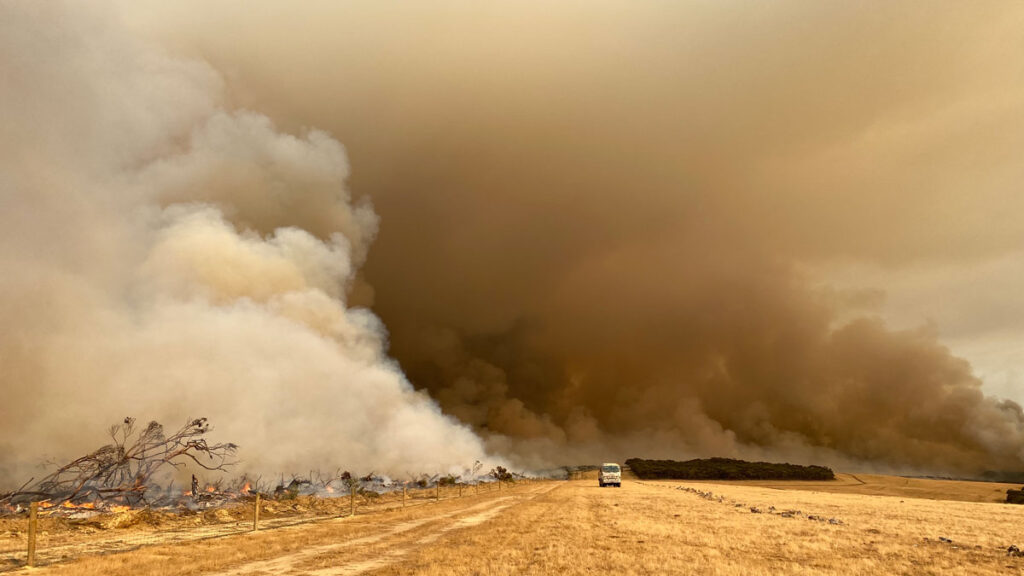 Air pollution from an Australian megafire on Kangaroo Island, South Australia, Australia, in January 2020.