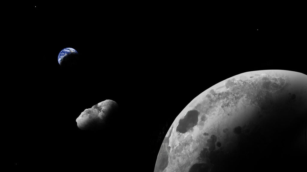 Artist’s rendering of the near-Earth object Kamo’oalewa