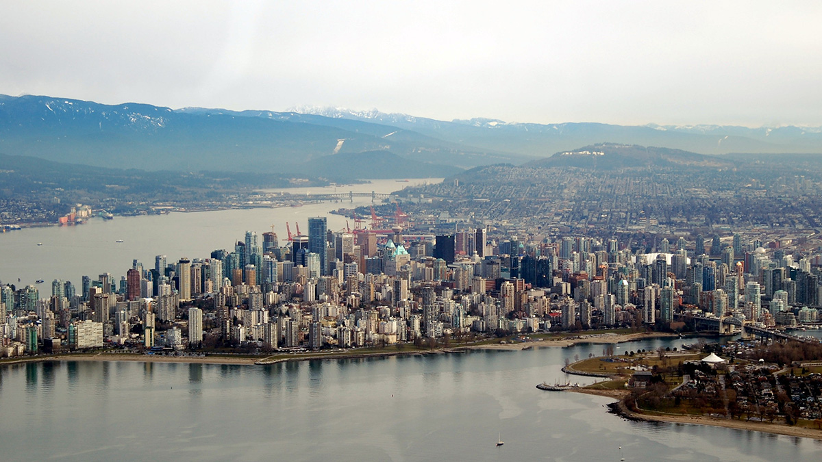 An aerial view of Vancouver