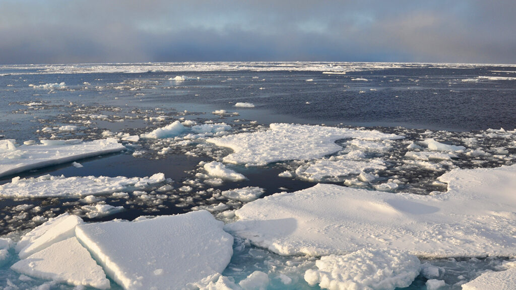 Sea ice in the Arctic Ocean.