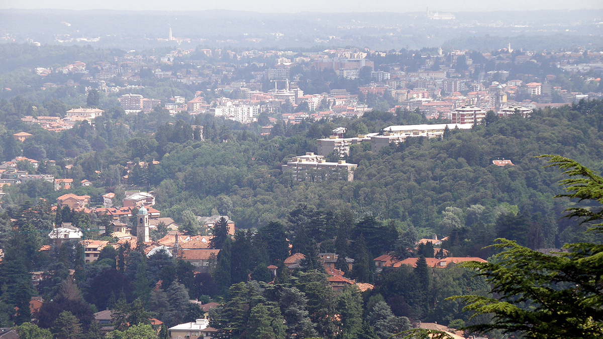 Hillside view of the Lombard city of Varese, Italy