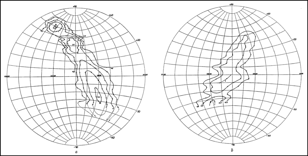 Grote Reber produced the first radio map of the sky in 1944.