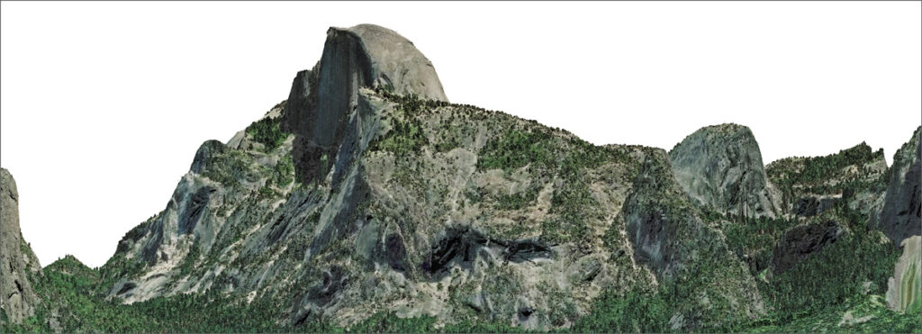 Lidar image showing Half Dome and its surroundings in Yosemite National Park