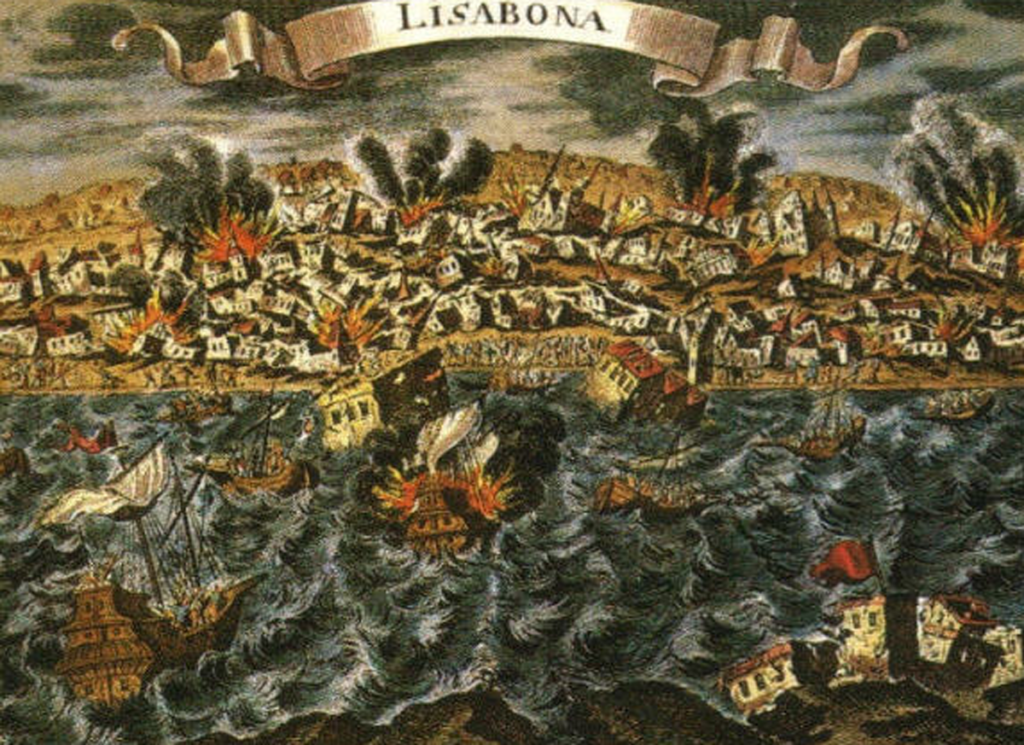 Illustration of the Lisbon earthquake of 1755.
