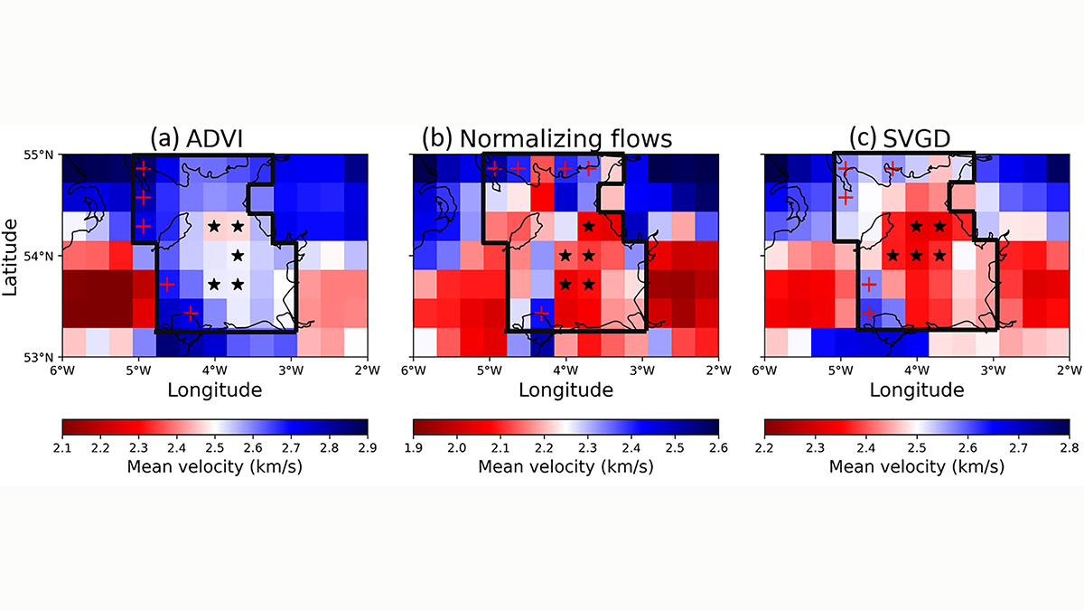 Three-dimensional shear wave velocity maps.