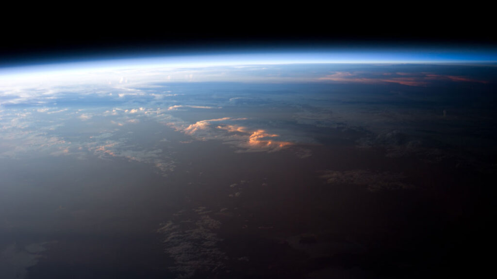 Image of Earth with a blue halo.