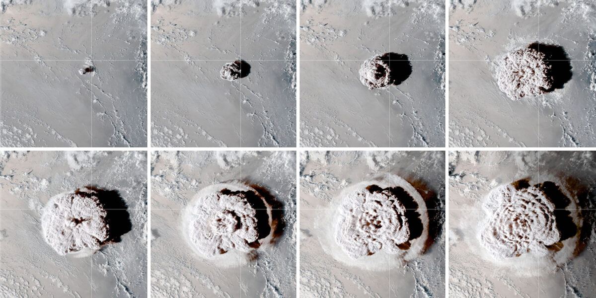 NASA卫星拍摄到南太平洋汤加火山