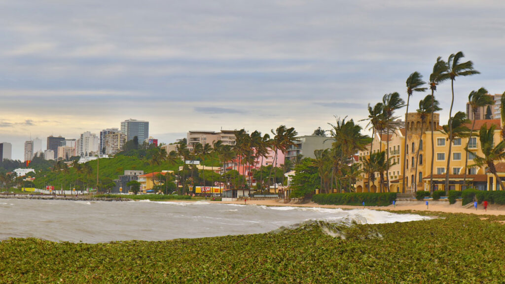 A strong wind blows on the coastal city of Maputo, Mozambique.