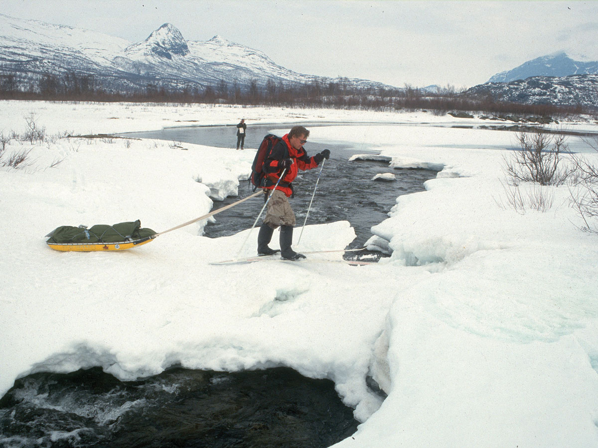 Tero Mustonen skis across snow-covered Sweden.