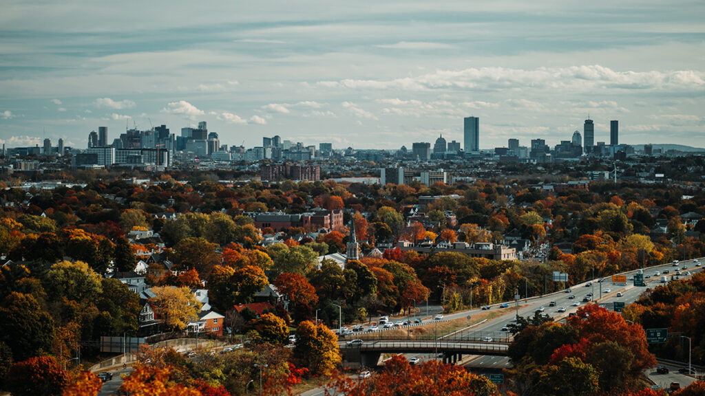 Autumn cityscape of Boston