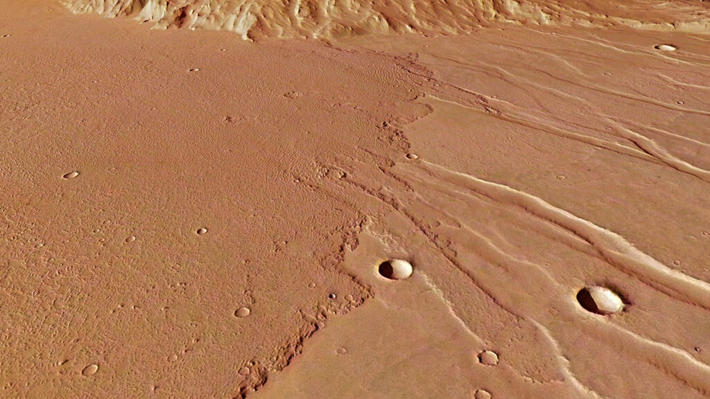 Satellite image of ancient lava flows on Mars