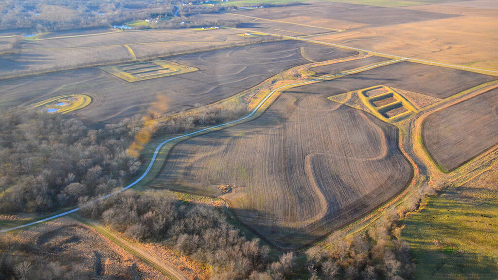 Aerial view of a farm in Illinois