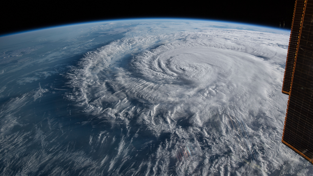 A photo of a hurricane from space.