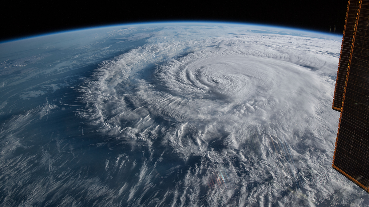 A photo of a hurricane from space.
