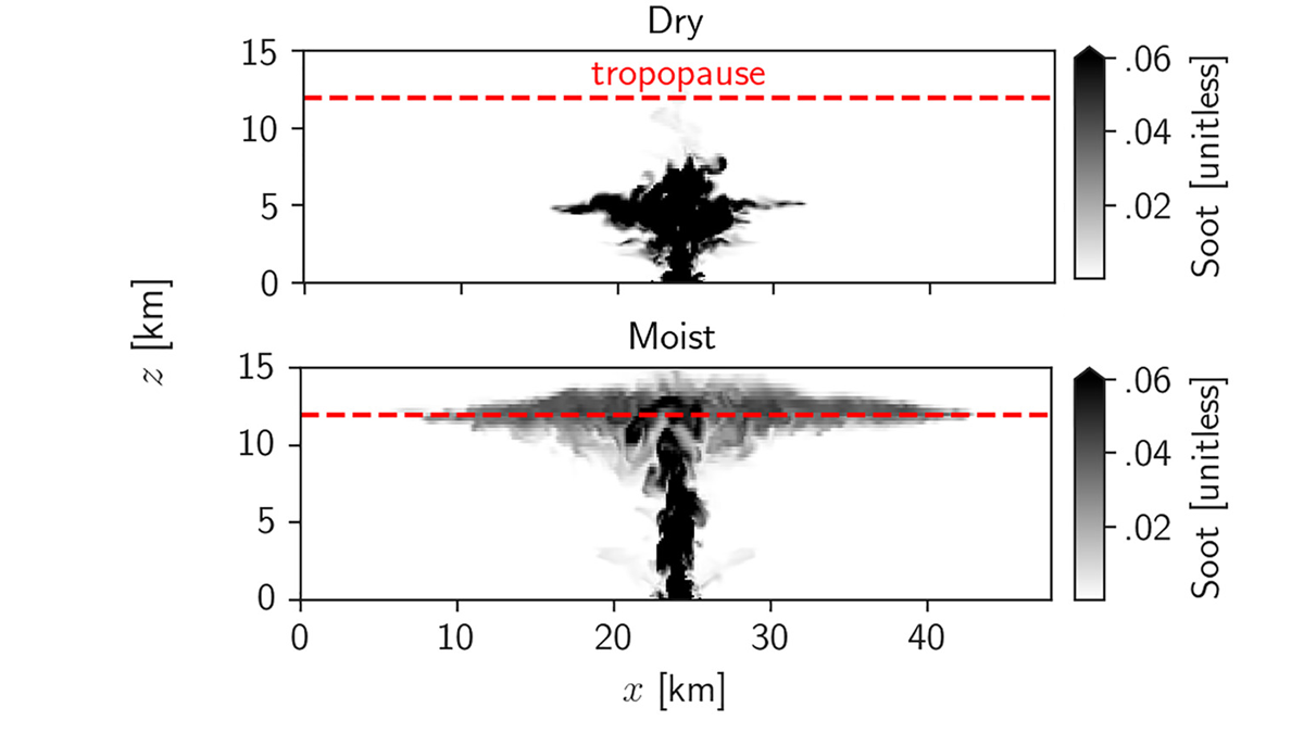 Two diagrams showing the dry and moist simulations.