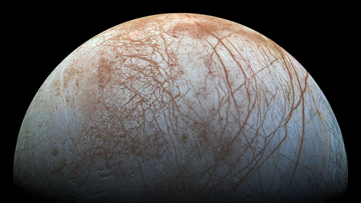 Half of Jupiter’s moon Europa seen from space