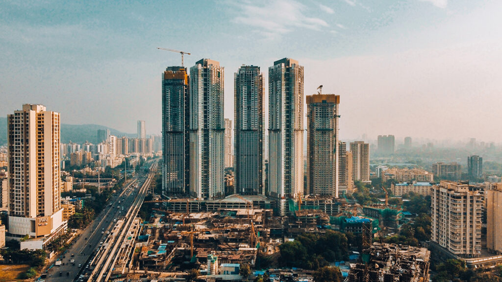 Skyline of a construction site in Mumbai, India