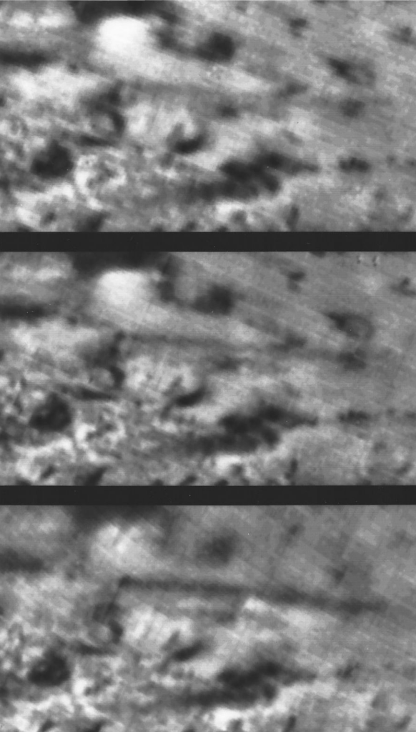 Fuzzy, black-and-white images of the surface of Neptune’s moon Triton